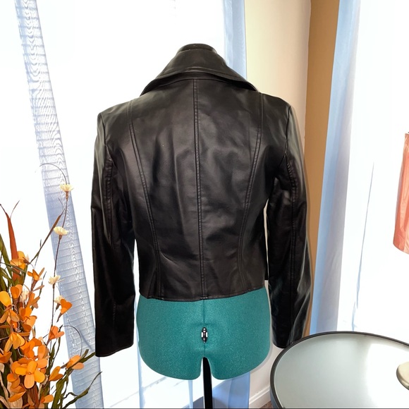 Rock & Republic | Womens Black Studded Moto Faux Leatherette Jacket - Picture 6 of 7